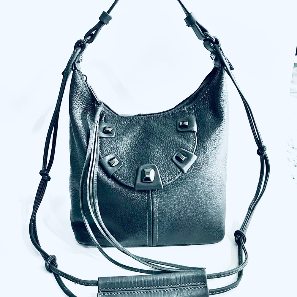 Like New Joe’s Dark Gray Pebble Leather Shoulder/Crossbody Bag